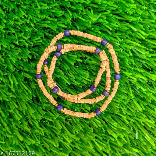 Tulsi Mala 18" For Girls,  Original Small Tulsi Beads with Blue beads, From Vrindavan