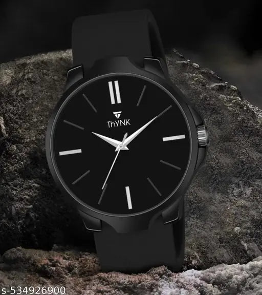 THYNK Men's Black Silicon Strap Black Dail Analog Watches Classic, Attractive, Professional, top-trendy and stylish Analog Watches for Men/boys for office, school use