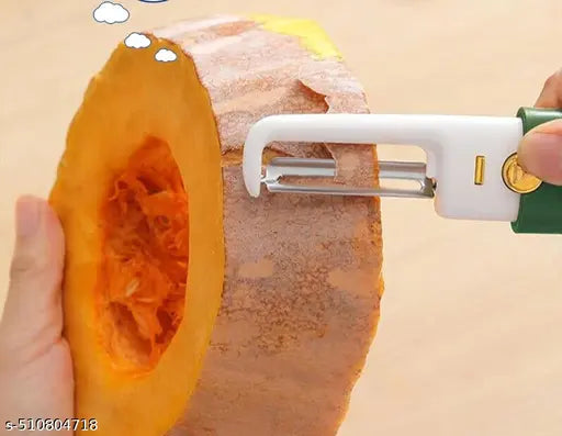 Smrddhi Peeler Green Stainless Steel Sharp Smooth Vegetable Fruit Peelers for Kitchen Ideal for Potato Cucumber Carrot Scrapper Double Edge Serrated (Peeler- Green 2 in 1)