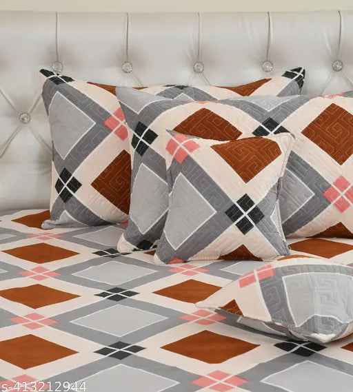 5 pc Bed Sheet 2 Pillow Cover With Zip 2 Cushion Cover  With Zip