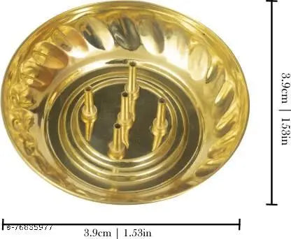 SBAPRIME Brass Agarbatti Stand plate with Incense Holder Brass Incense Holder Brass Incense Holder  (Gold)