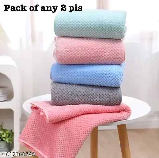 Microfiber Bath Towel for Men & Women | Soft & Quick Dry Contler Towel | 320 GSM | Super Absorbent | 2 Piece Large Size Towel (70x140 cm) for Home, Gym, Travel (random colour )