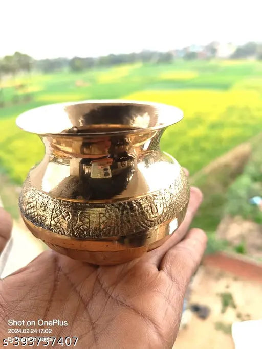 Kalash Brass Pot/Lota Pooja Items Indian Lota Traditional Drinkware Water Pitcher Decorations for Pooja, Traditional Rituals, Religious Purpose, Karva-chauth Pooja