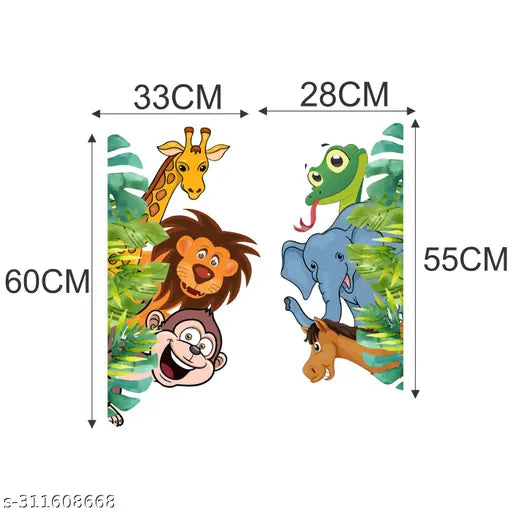 Sticker Yard Jungle Animals PVC Vinyl Wall Sticker Size 61X60CM
