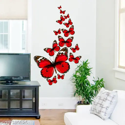 Sticker Aura Butterfly Multicolor Wall Sticker & Murals Size (18X10Inch)