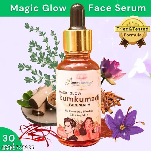 Amrit Manthan  Kumkumadi Magic Glow Face Serum for youthful bright skin| 100% natural time tasted formula | | Reduces Pigmentation, Blemishes & Acne Marks | Dermatologically Tested & Fragrance Free | 30ml