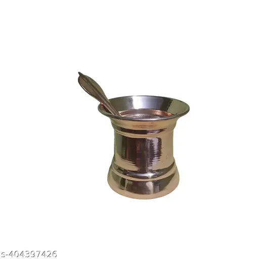 Madhumika Handi Crafts Brass Traditional Copper Panchapatra Udharani Set