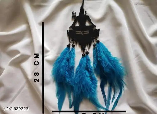 Wooden Art Deco created mahadev blue color for car hanger, hand made dream catcher ( Pack of One )