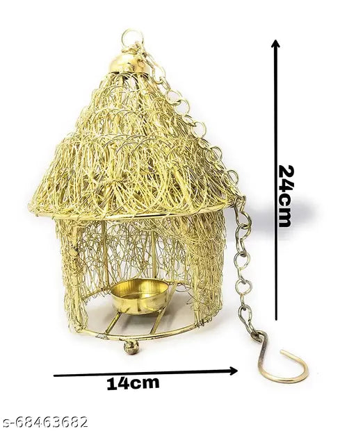 Amishi Metal Blissful Home Decor Bird Cage House Tea Light Holder for Diwali Decorations