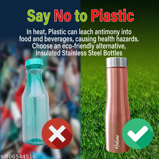 Hubow Lio Stainless Steel Water Bottle | Leak Proof | Wide Mouth & Easy to Open | 1000 ml | Set of 1 | Rose Gold