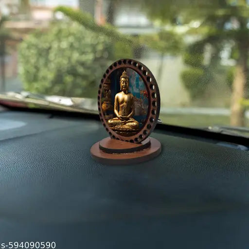 AR Creative Bhagwan Buddh Car Dashboard Idol, God Statue, Decorative Showpiece For Car And Office Table, Study Table, Etc