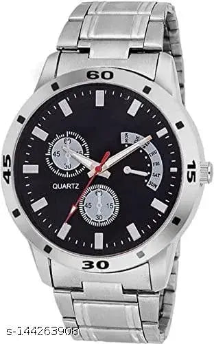 Men Formal Stainless Steel Round Silver Analogue Wrist Watch