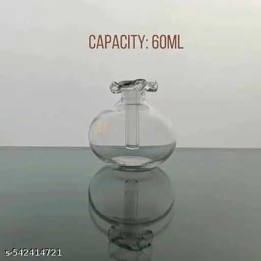 Modak Shape Glass Deepak Set – Pack of 2 | 60ml Multipurpose Chambu Lamps for Puja, Aromatherapy, Wellness & Interior Decoration