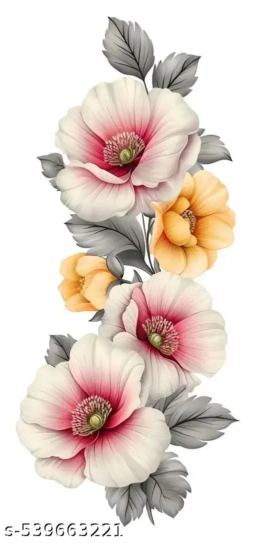 Krishna Sticker " Vintage Flower For Decoration " PVC Vinyl Wall Sticker (50 x 70 cms) - Material Vinyl