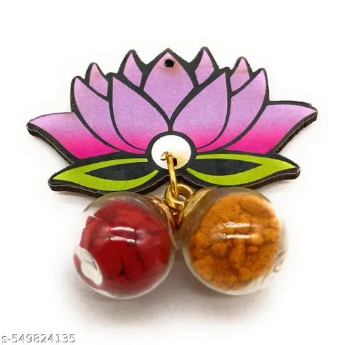 Sau Rang India MDF lotus Haldi Kumkum round glass balls for Return Gift Pack of 10 Decorative Pasupu Kumkum in dome bottles Puja Items Bulk Wedding Return Gifts Thamboolam Return Gift Set