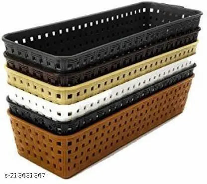 6 Multipurpose Desk Organizer/ Tray Office Drawer Dividers Storage /Craft Basket Rack Multicolor (Dimensions = 23.2 cm x 8.5 cm x 5 cm)