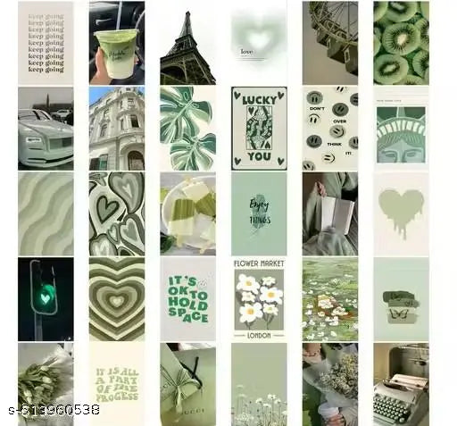 Green Ice Collage Kit Wall Posters Collections | Set of 30 | 4x6 inch - SMALL Size
