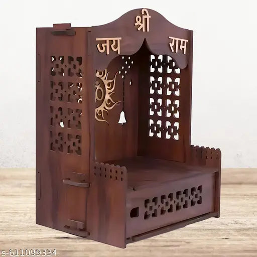 Divinity Decor Wooden Temple for Home Shop Office | Laminated MDF Pooja Stand | 16x9x11 Inch | Assembly Required Mandir | Big Temple - Mandir - 42