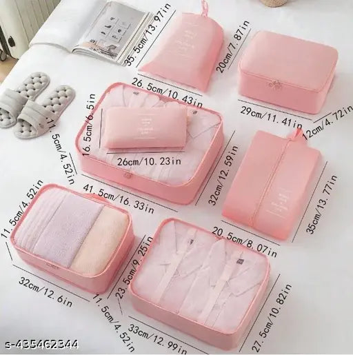 ( Multicolor) Travel Organizer 7 in 1 Travel Laundry Cosmetics Luggage Packing Organizers Set Makeup Bags Organizer Packing Cubes with Shoe Bag for travel, Nylon