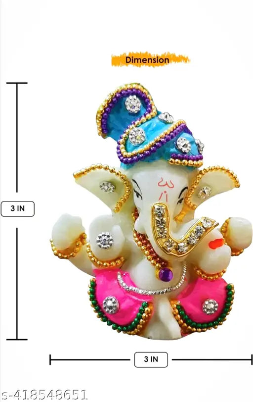 DEVINE Ganesha Murti Idol Murti for car dashboard & Home Decor I Ganpati Murti I Idol for Car I Dashboard Idol I Gift Item Accessories for Dashboard I Vinayagar Statue, Car Decor 3 x 2 x 3 inches,Multicolor, ceramic