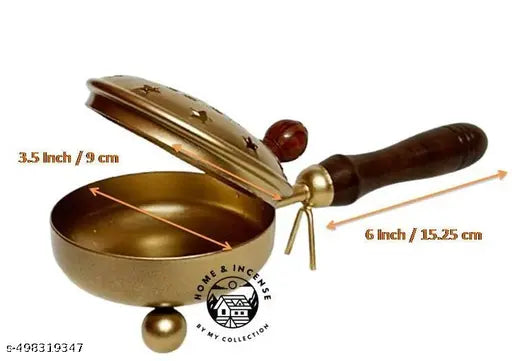 Home & Incense Metal Star Cutting Charcoal Incense Burner Loban Burner with Wooden Handle Dhoop Dhuni Burner Sambrani Dhoop Resin & Home Office Temple Prayer Butler Loban Burner | Kapoor Dani | Incense Burner