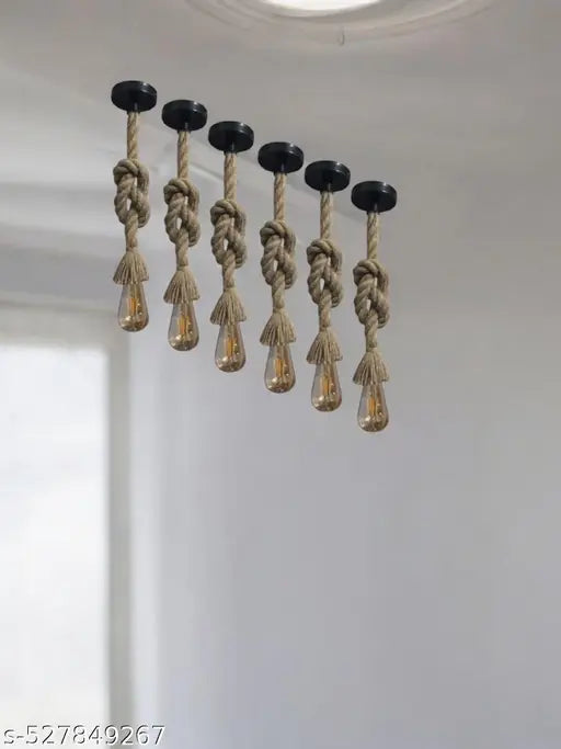 Hanging Decorative Rope Light Pack of 6 Without Bulb ( Brown )- Home Decor, Fancy Light, Light for Restaurant.