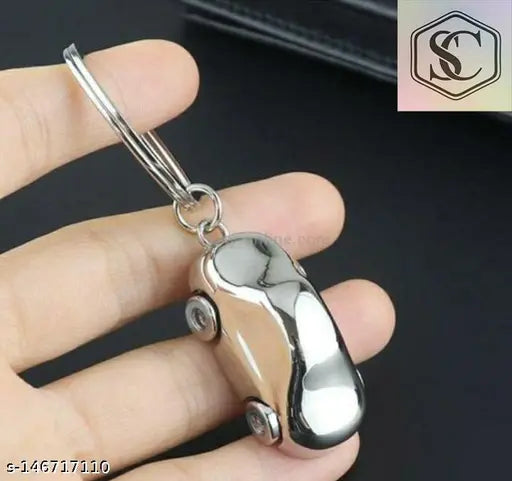 Stylish Men Silver Metal Sports Car Keychain (Pack-1)