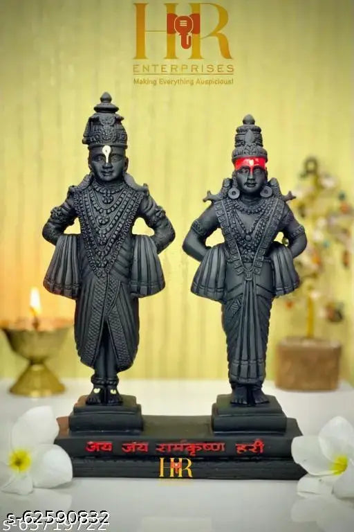 HR Enterprises (VR 501 Black) Vitthal Rukmini Statue,Vitthal Rukmani Stand,Idol of God Vitthal Rukmai,Statue for Home Decor,Gifting,Showpieces for Home.