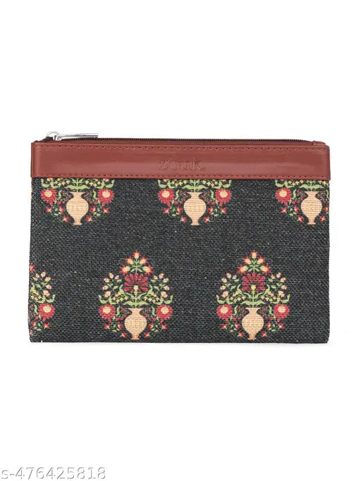 Zouk Royal Green Mogra Print Classic Utility Pouch