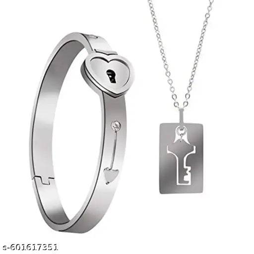 STYLISH STAINLESS STEEL LOCK & KEY BRACELET FOR GIRLS AND BOYS MENS BOYFRIEND