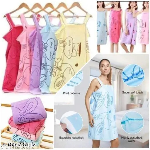 Women's Microfiber Soft Fashion Quick Dry Magic Bathing Beach Spa Bathrobes Wash Clothing Beach Dresses Wearable Towel (Dark Blue) - 1 Piece