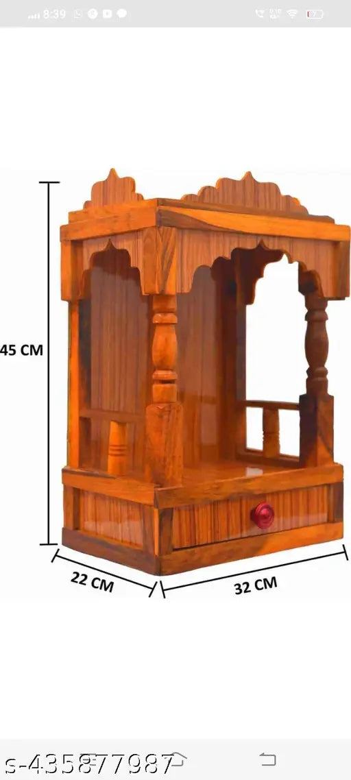 Wooden Pooja Mandir for Home Temple, Office Puja Mandir for Home Wall Hanging Size (45 x 32 x 22 cm,