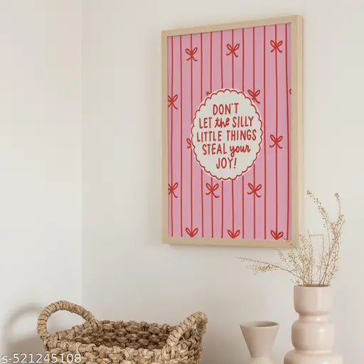 BOSSICA Poster Motivational Painting Pink  Aesthetic Positive Quote Framed Painting for Home and Office Wall Decor Aesthetic Wall Painting with Frame for Living Room Aesthetic Bed Room ( 21x30cm)