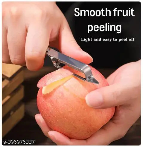 Set of 3 Pcs Multifunctional Kitchen Stainless Steel Peeler, Knife and Clips Rotary Peeler Cutter Slicer Combined Vegetable Peelers for Carrot Potato Melon Gadget Vegetable Fruit