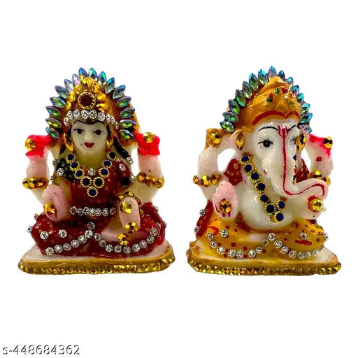 Laxmi Ganesh Murti Set for Home and Diwali Puja Decoration Items - Multi Colour,
