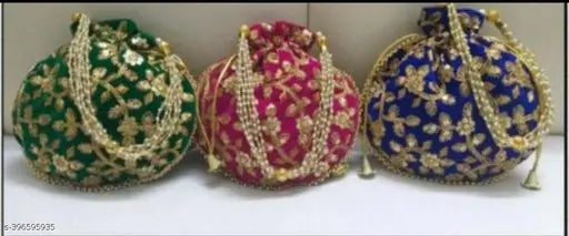 Women Designer Potli Handbags Combo Set For Women and Girls |  Matka Potli Purse Set Multicolored ( Pack of 6 )