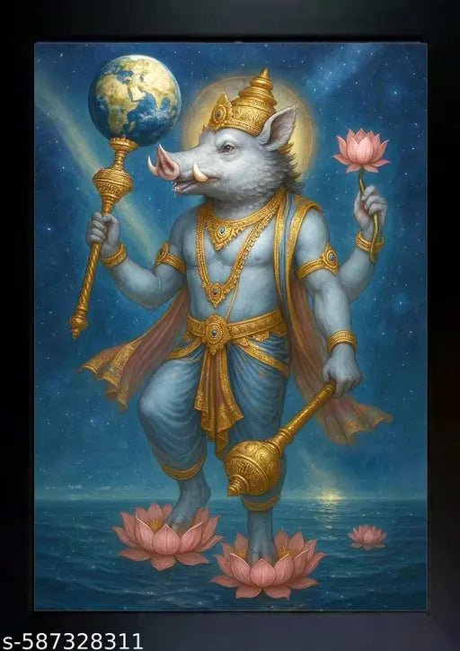 Varaha Swamy Photo Frame | Varaha  Amma Photo Frame Wall Painting For Home Decoration And Pooja Room ( 7x9 ) Inch