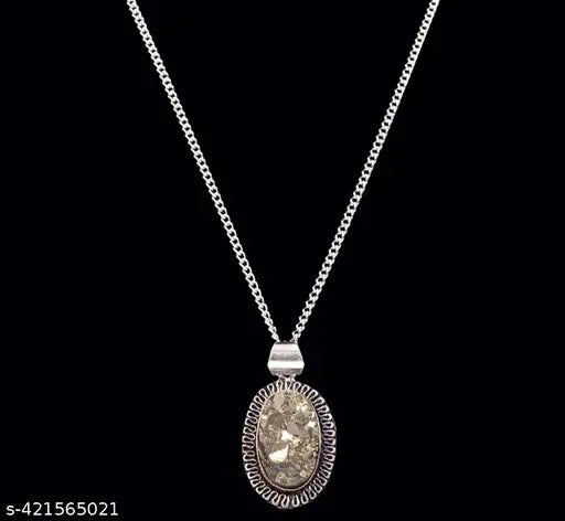 Natural  Pyrite Oval Shap Pendant, Crystal Stone Locket - Pendant for Reiki Healing and Crystal Healing Gemstone for Unisex