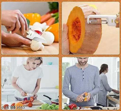 2 in 1 Multifunctional Stainless Steel Fruit Knife Peeler, Vegetable Peeler with Knife Julienne Peeler, Multi-Color Fruit and Vegetable Dual-Use Knife,Portable Peeling Fruit Peeler
