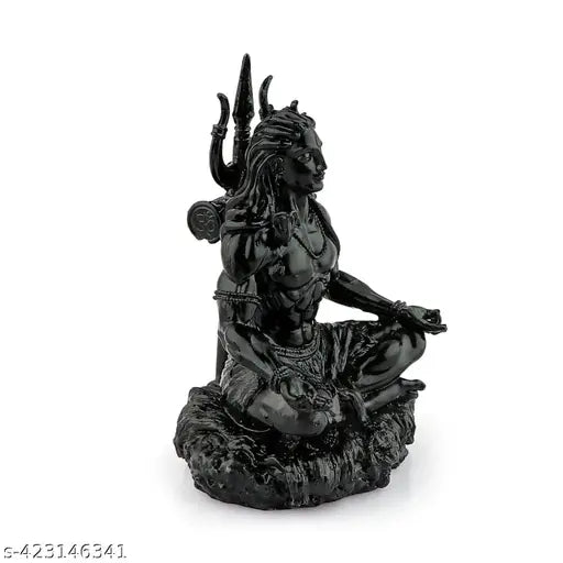 VIVAAN EXIM Premium Resin Lord Shiva Statue for Car Dashboard Decor Idol, God Idols for car Dashboard, Shiv ji ki murti, Adishiva Statue, Lord Shiva Murti showpiece (black)