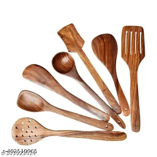 Unique Ladles Spatulas Cooking Spoons Set of 7 and 1 Parantha/Roti Presser and free 3 Mini Masalas Spoons/Total Pack of 11