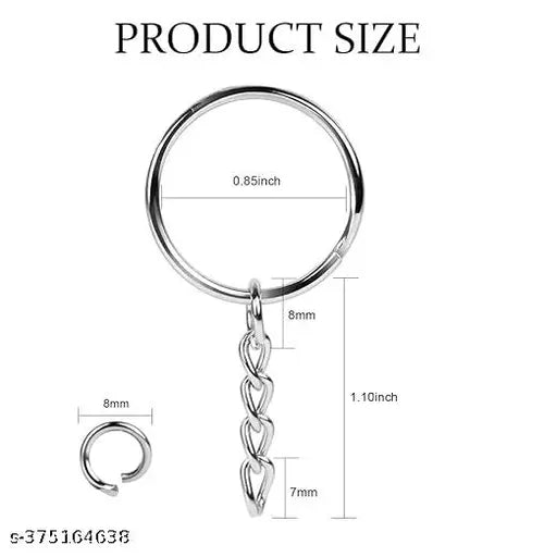 Silver Plated Alloy Split 20pcs  Key Chains 25mm with 26mm chains and 20pcs Open Jump Ring for Craft Key Ring (pack of 20)