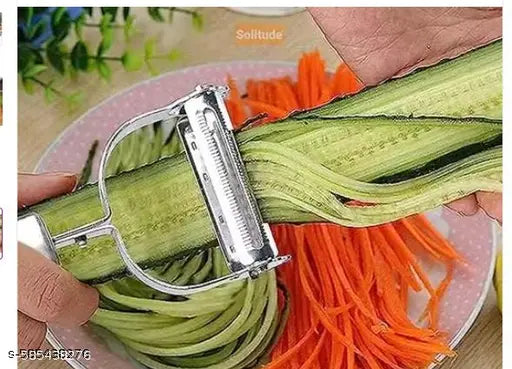 2 in 1 Peeler Julienne for Salad, Potato Peeler, Vegetable Slicer, Multi-Functional, Fruit Slicer, Adjustable Veggie Shredder, Kitchen Noodle Cutter, Stainless Steel (Pack Of 2)