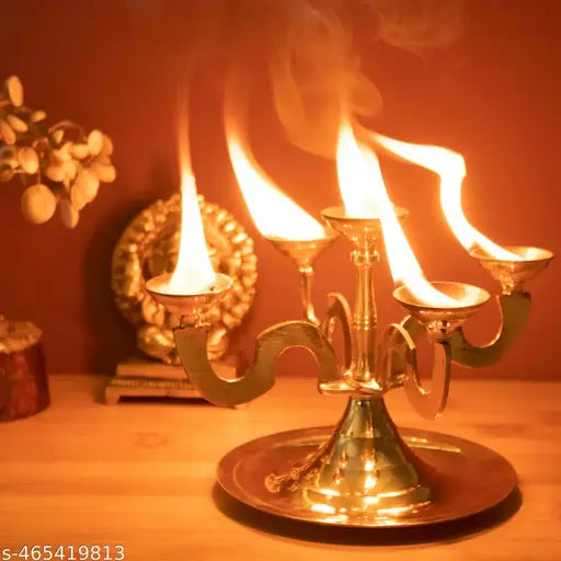 Purthika Brass Karpoor Diya Deepam Burner Karpuram Arati Stand for Puja|Pooja Room Camphor Dani Holder for Your Mandir Home & Office- Anjikali