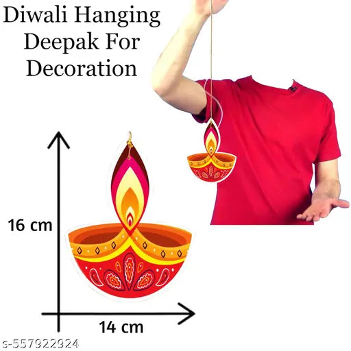 Hanging Deepak Dual Sided Printed for Diwali Decoration Set of 10 Pcs