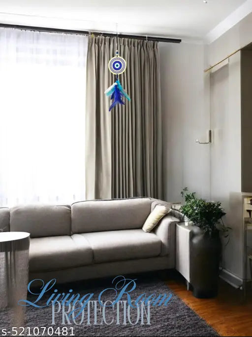 Jiyu Creation Designed Evil Eye Blue White Car Hanging | Nazar Battu Charm | Spiritual Protection Decor for Car & Home| Mandala Design (Blue Evil Eye)