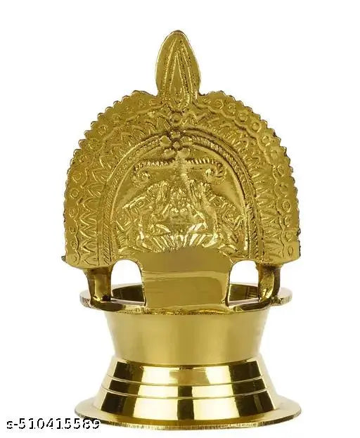 Kalais Brass Laxmi Diya Gajlakshmi Oil Lamp for Pooja Home Decor Kamakshi Deepak Decorative Mandir Temple Diwali Puja Wedding Gift Height 4 inch