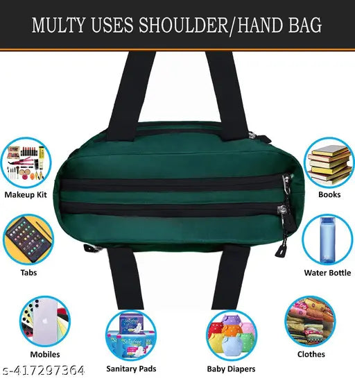 Beautiful Women's Green Canvas & Leather Handbag