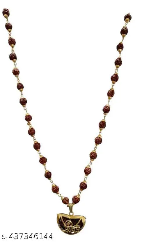 Mahakal Locket with Rudraksha Mala, Golden Om Trishul Damru Pendant, Original Spiritual Shiva Bholenath Religious Chain Locket for Men and Women