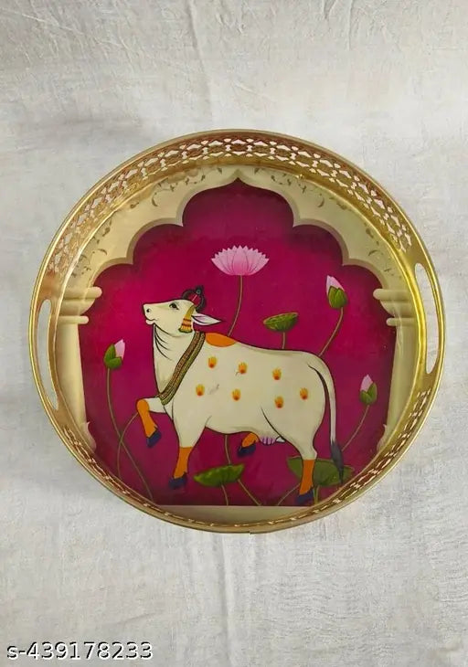 metal tray  cow 8'' inches by diameter